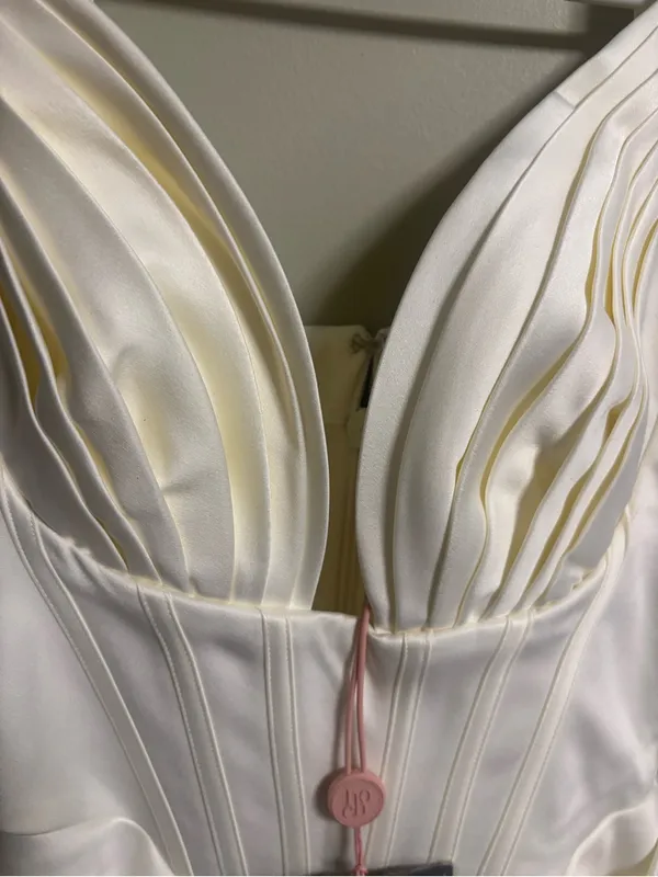 House Of CB Faye Ivory Satin Corset Midi Dress Size XS 0-2 New Sexy Thigh Split - Image 4