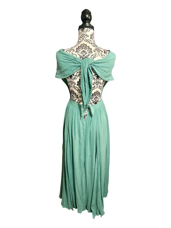 FREE PEOPLE Teal Maxi Dress with Bust Tie - Image 2