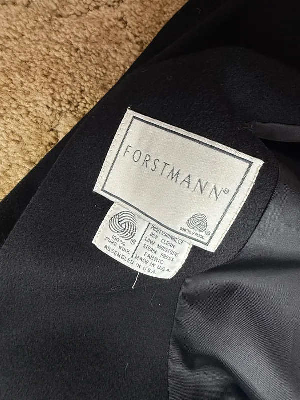 Vintage John Weitz Forstmann 100% Wool Black Double Breasted Long Coat Size L - Image 5