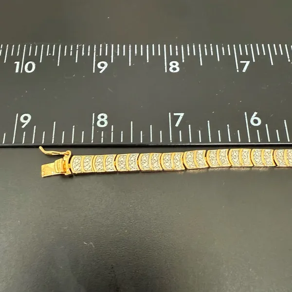 Vintage Signed M Gold-tone Diamond Illusion NO Stone 8 1/2” Tennis Bracelet 13g. - Image 11