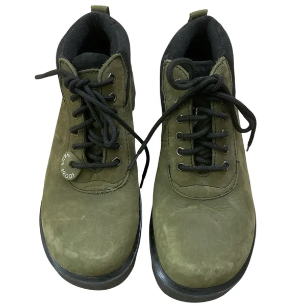 Olive Green Waterproof Suede Leather Hiking Boots granola girl goblincore - Image 2