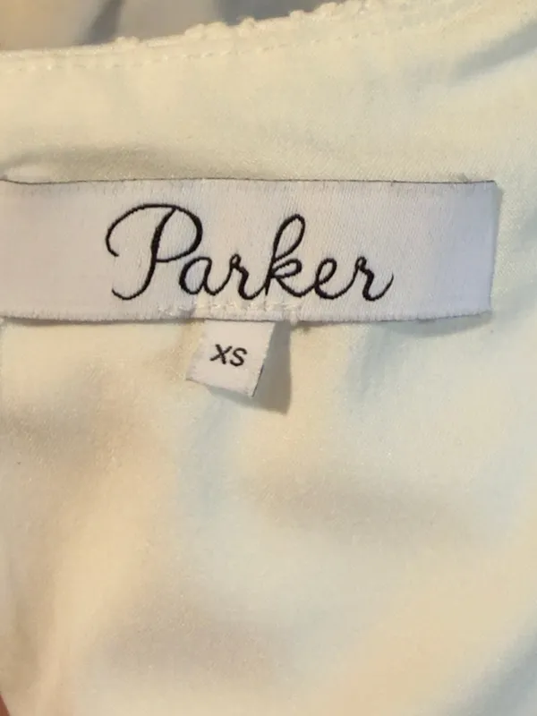 Parker Cotton Blend Textured Ruffle Hem Mini Dress in‎ White Size XS - Image 5