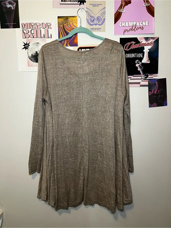 Umgee Taupe Tunic with Cream Lace Hem - Image 5
