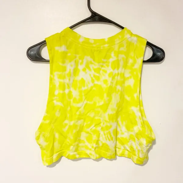 Lululemon All Yours Crop Tank Top Size 4 Yellow Tie Dye Crewneck Sleeveless - Image 4
