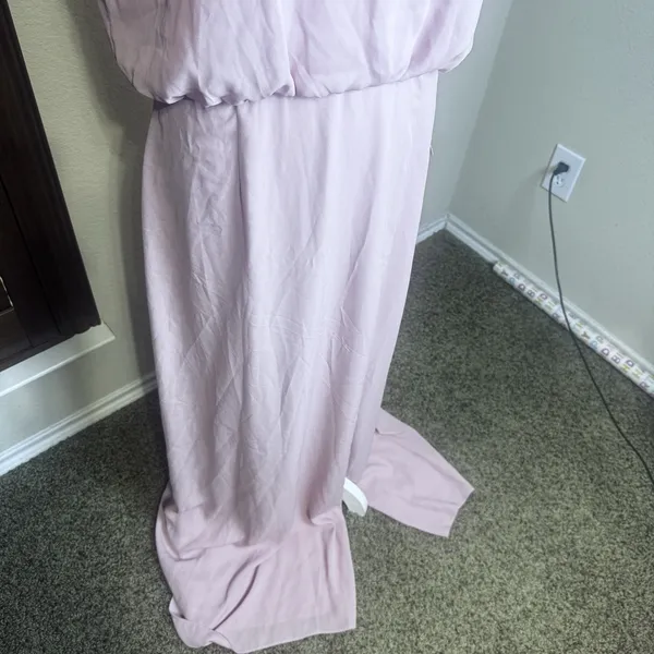 NWT WAYF Blush Pink Bella Blouson Column Gown Maxi Formal Dress Sz L Long - Image 8