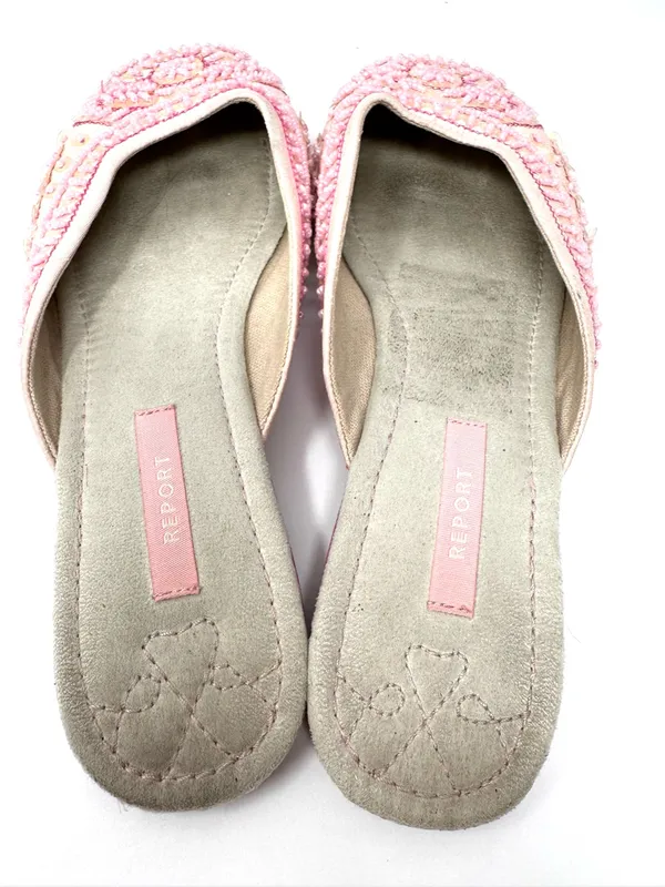 REPORT bubble gum pink fabric/sequins/beading slides, unmarked size 9 - Image 10