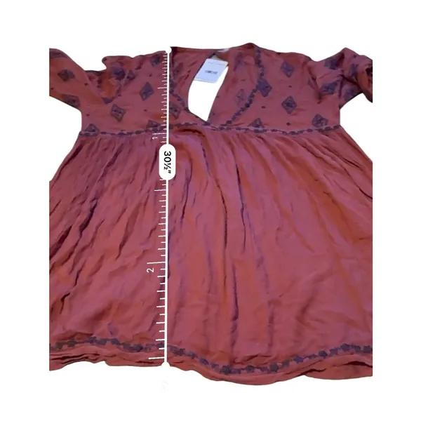 Free‎ People Tunic Womens S Red Embroidered Babydoll V Neck Boho NWT Flawed - Image 14