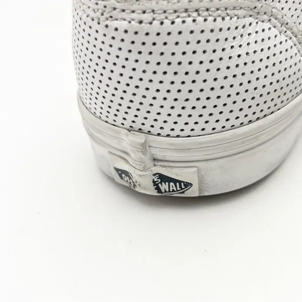 VANS White Perforated Leather Floral Custom Painted Slip On Shoes, Size 10 Boho - Image 7