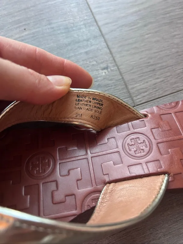 Tory Burch Thora Sandal Flip Flops Gold 9 Metallic Glitter - Image 5