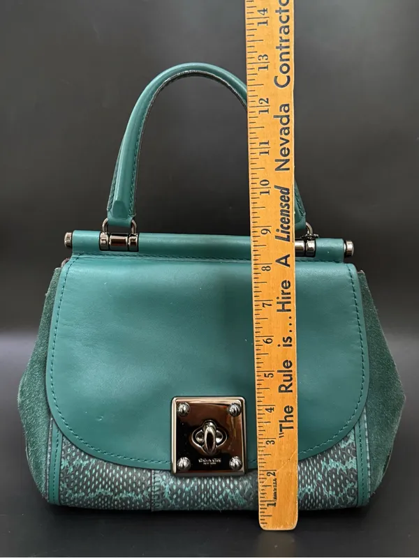 COACH 12086 Green Drifter Snakeskin Top Handle Crossbody Shoulder Bag - Image 13