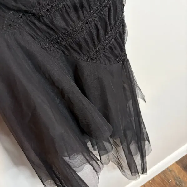 Vtg Y2K Whimsigoth Fairy black chiffon midi dress - Image 4