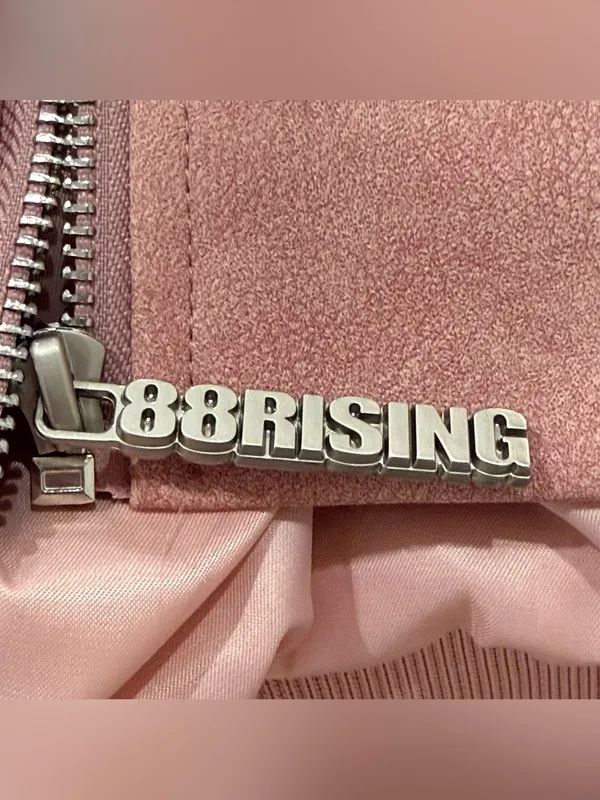 88Rising Pink Faux Leather Bomber Jacket Large Kpop Grunge Y2K Streetwear Edgy - Image 11