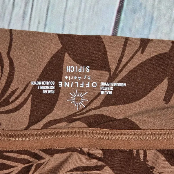 Aerie OFFLINE Tropical‎ Leaf Print Ballet Back Sports Bra Medium Support S NWT - Image 5