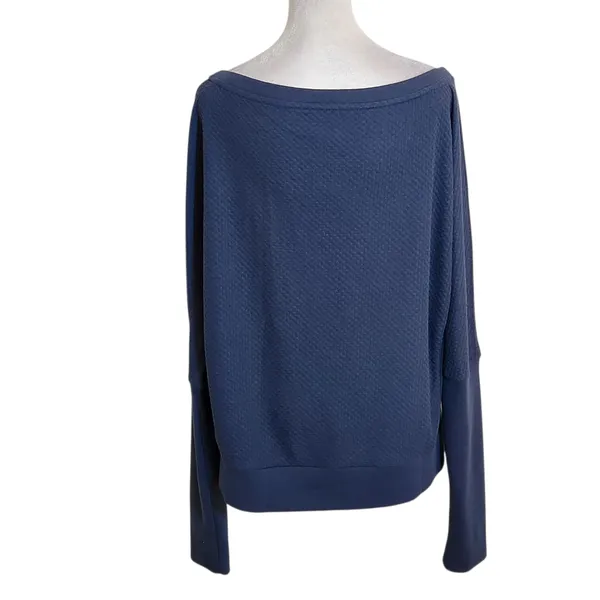 Nike Womens Navy Textured Knit Top with Dolman Sleeves Size Large - Image 2