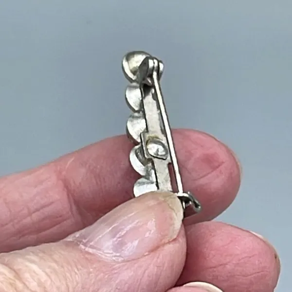Vintage crystal bar brooch Silver - Image 7