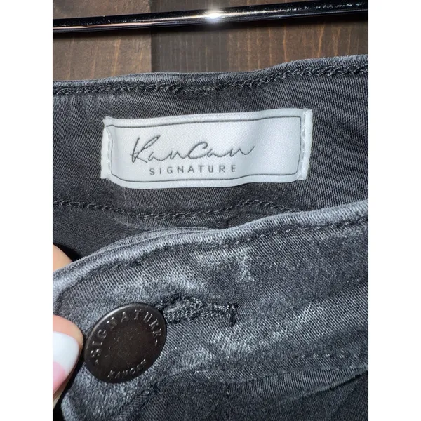 KanCan High Rise Ankle‎ Skinny Jeans Women's Sz 31 Washed Black Distressed - Image 2