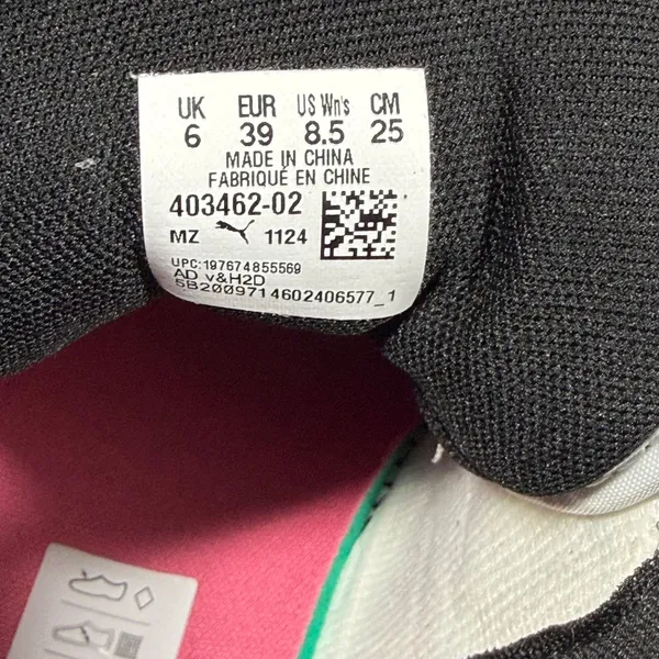Puma Rebound V6 Womens 8.5 High Top Sneakers Black White Pink 403462-02 - Image 6