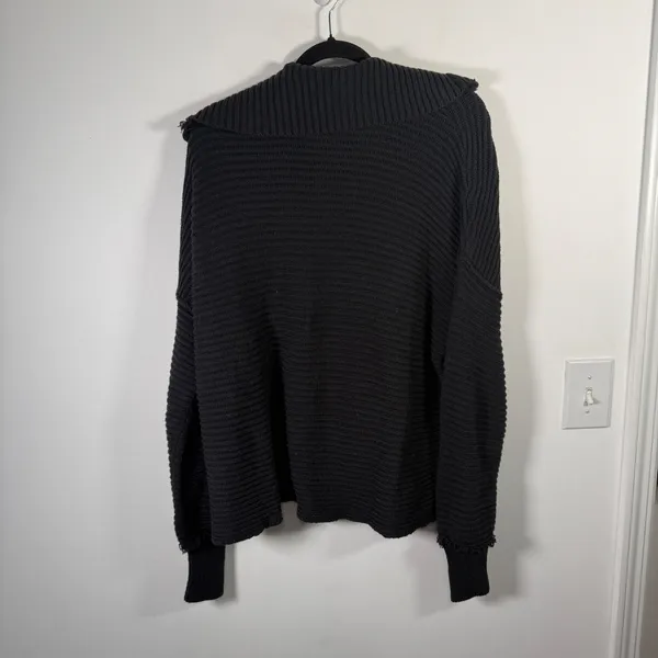 Free People Marlie Pullover Sweater Black Fringe Boho Western Womens Medium - Image 9
