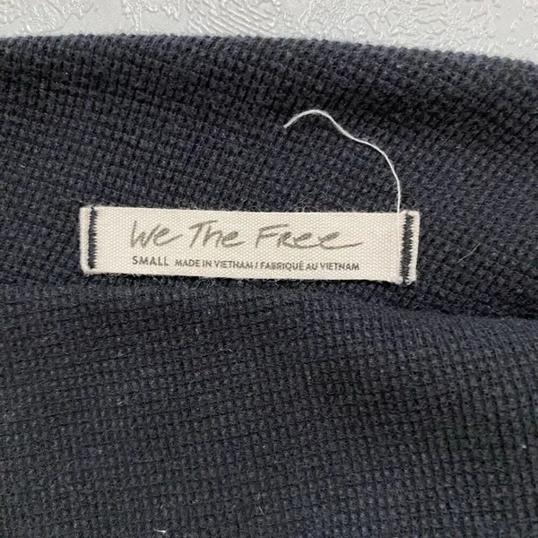 We The Free Black Waffle Knit Long Sleeve Crop Top Size Small Boho - Image 3