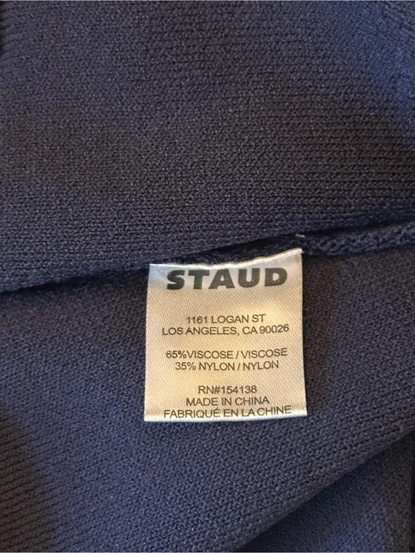 Staud Zola Knit Crop Top Navy Blue & White Embroidered Logo Size Small - Image 5