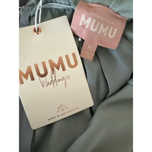 Show Me Your Mumu Jenn Maxi Dress in Silver Sage Crisp Blue‎ V Neck| XL | NWT - Image 15