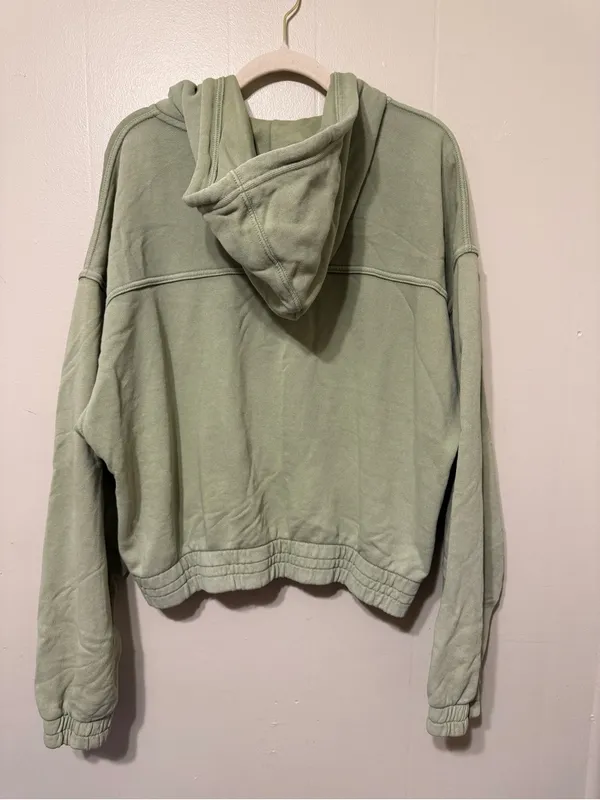 aerie Olive Green Zip Front Hooded Bomber Jacket - Image 7