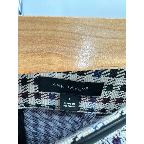 Ann Taylor‎ Black Plaid Faux Leather Trim Wrap Skirt Size 2 NWT Preppy Mini - Image 6