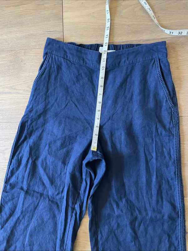 Joie Navy Blue Wide-Leg Pull-On Pants Size Medium 100% Linen - Image 4