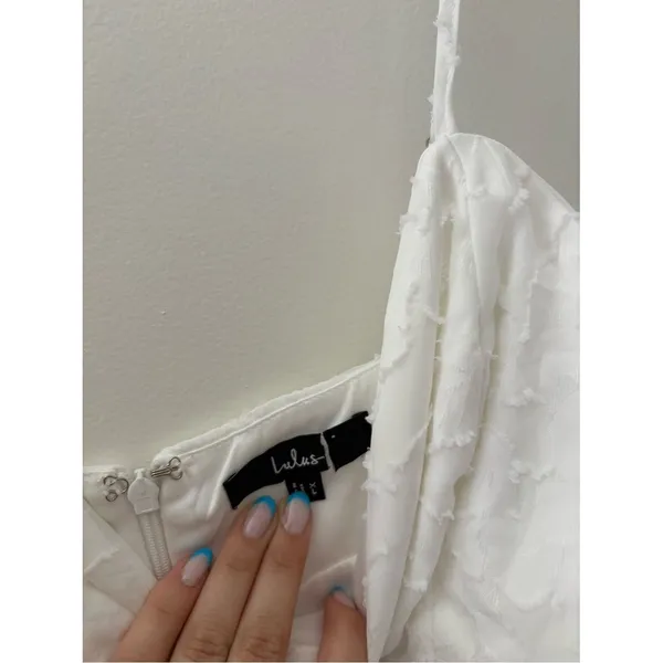 Lulus Mindful Muse White Floral Burnout Skater Mini Dress Size XL Bridal Beach - Image 6