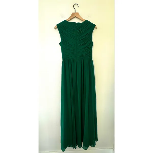 NWT Vera Wang Green Pleated Maxi Dress Gown Size 4 Regency Fairy Wedding FLAWED - Image 6