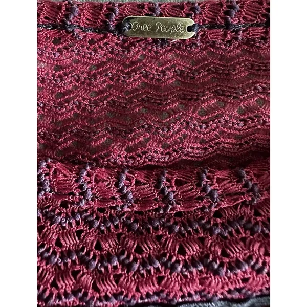 Free People Mesh Knit Peplum Tank Top Pink Purple Geometric Open Back Shirt ~Med - Image 3