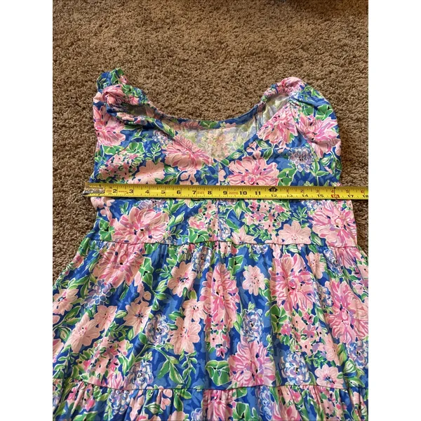 Lilly Pulitzer Kawai Flutter Sleeve V-Neck Dress Multi Spring in Your Step M - Image 4