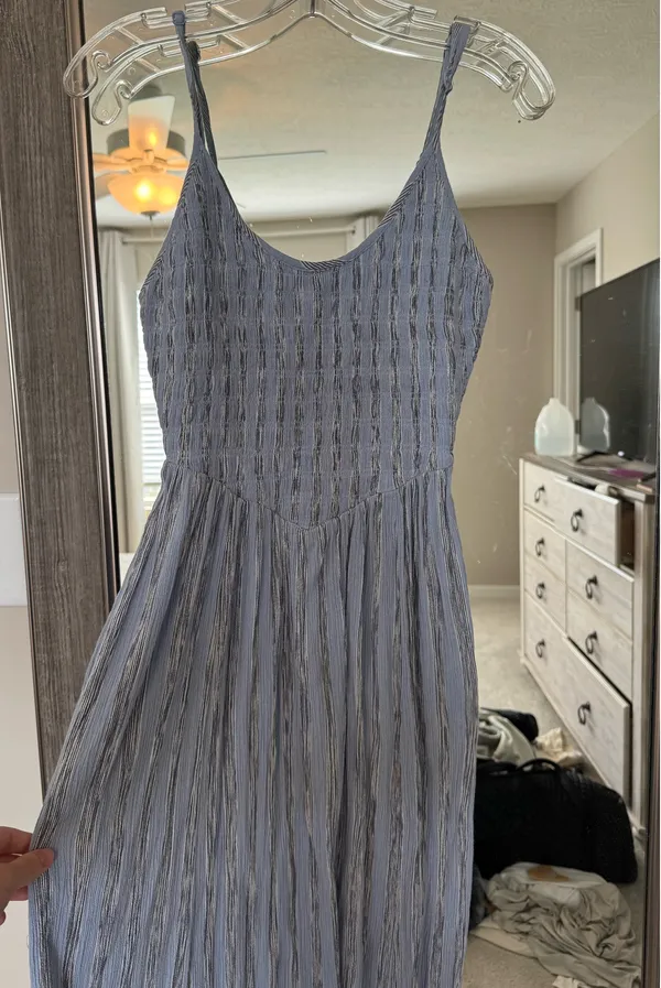 American Eagle Scoopneck Smocked Dip Waist Midi Dress - Image 4