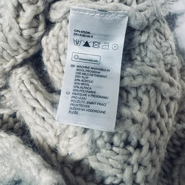 H&M Chunky Cable Knit Roll Neck Sweater Oatmeal Cream Women’s Size L Wool Alpaca - Image 5