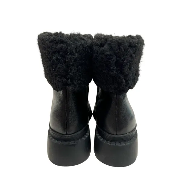 Marc Fisher LTD Boots Black Leather Fur Shearling Lug Sole Size 7 Winter Boots - Image 6