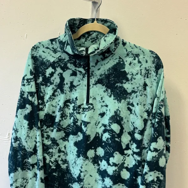 Columbia Abstract Fleece Quarter Zip Pullover Mint Green Blue Tie Dye Print XL - Image 3