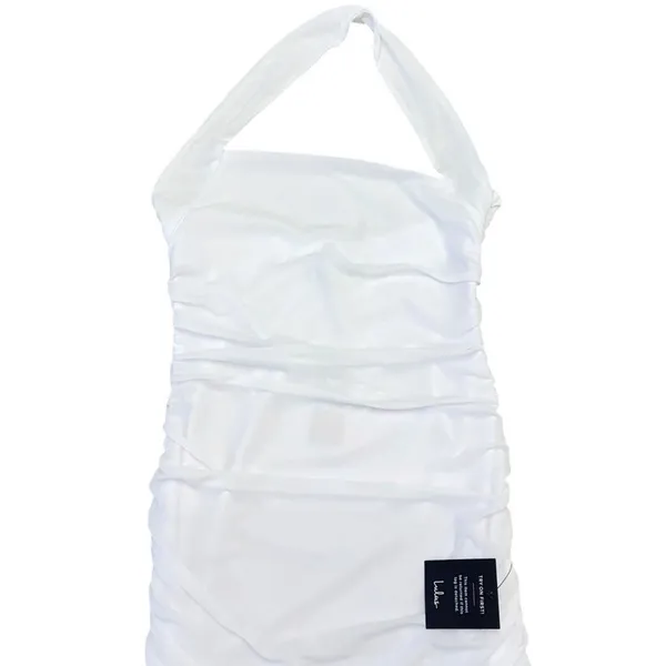 Lulus Attractive Radiance White Mesh Ruched Halter Mini Dress size L - Image 5