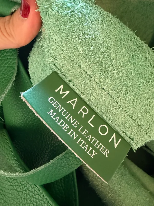 Marlon Italy Green Genuine Leather Oversized Hobo Tote Bag Slouchy Shoulder Bag - Image 4