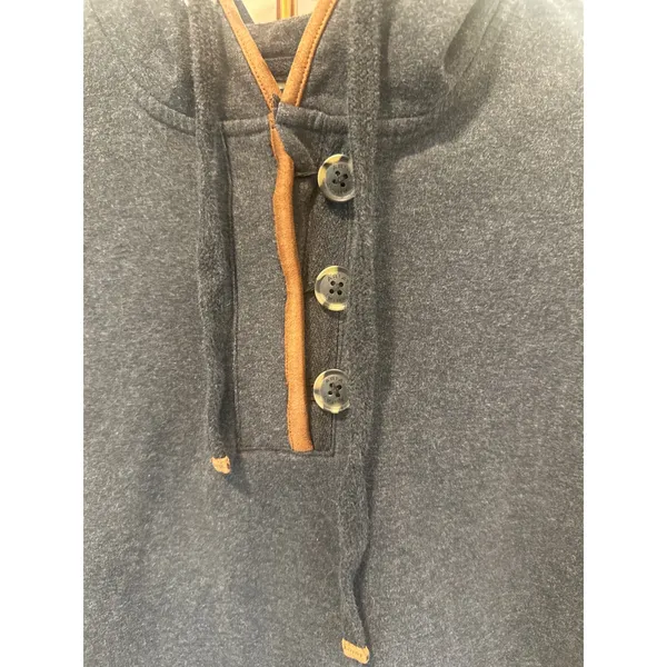 Ariat Re-AL Womens XL Charcoal elevated Henley Hoodie Faux Suede Trim Pullover - Image 3