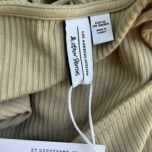 & Other Stories asymmetrical Cutout Detail Rib Top in Beige Size X-Small - Image 6