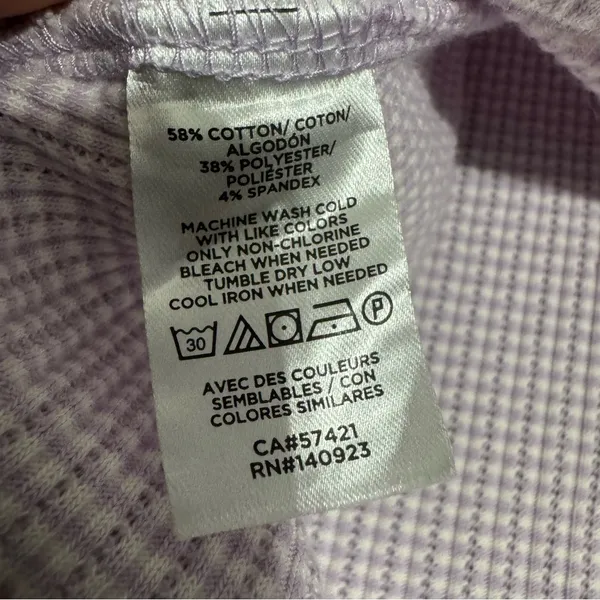 LOFT Women Lilac‎ Y2K Textured Waffle Scoopneck Pointelle Ruffle Henley Top Sz L - Image 12