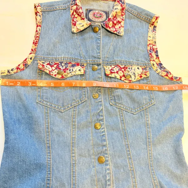 Paris Blues Original Denim Vest Boho Floral – Size M - Image 8