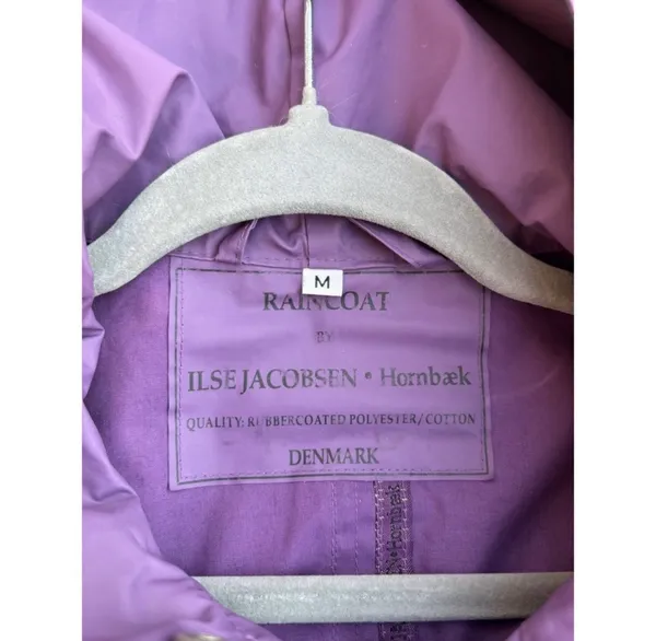 Isle Jacobsen Hornbaek Long Raincoat Purple Women's Size Medium Hooded Rubber - Image 6