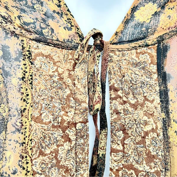 Faded Glory Brown and Gold Patterned Hoodie Tunic Blouse/Mini Dress Size S (4-6) - Image 3