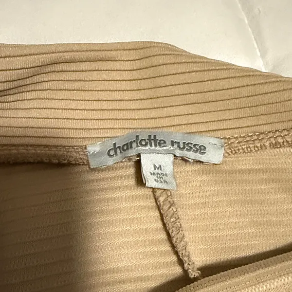 Charlotte Russe Ribbed Knit Skater Skirt Tan Women Size M - Image 2