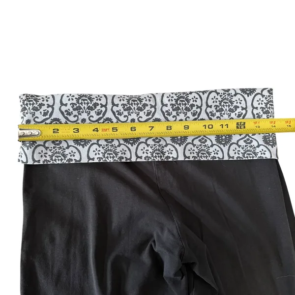Vintage‎ Y2K PINK Foldover Yoga Pants Black Flare Bling Bedazzled Logo Size S - Image 7