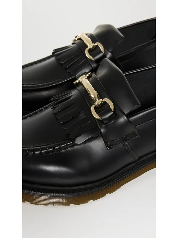 NEW Dr. Martens Adrian Snaffle in Black Smooth Leather Kiltie Loafers W 8 / M 7 - Image 4