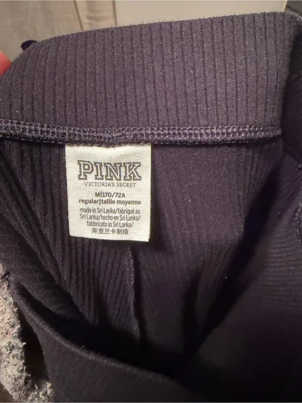 PINK Victoria's Secret Black Flare Knit Pants Medium - Image 2