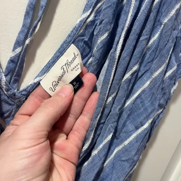Universal Threads Universal Thread Blue and White Striped Midi Dress - Image 3
