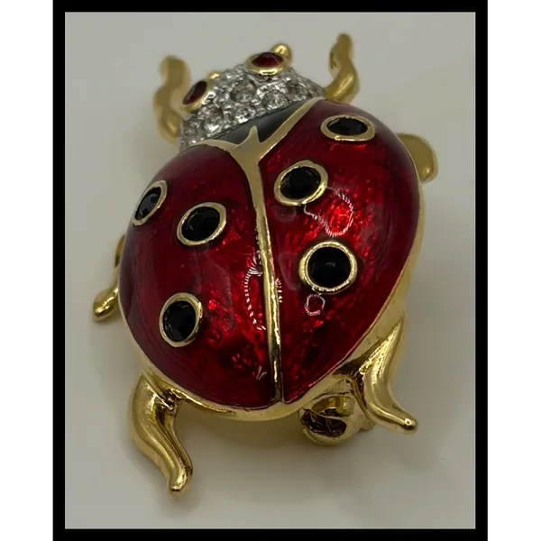 Ladybug Brooch Pin Red Enamel Rhinestone Insect Jewelry‎ - Image 2